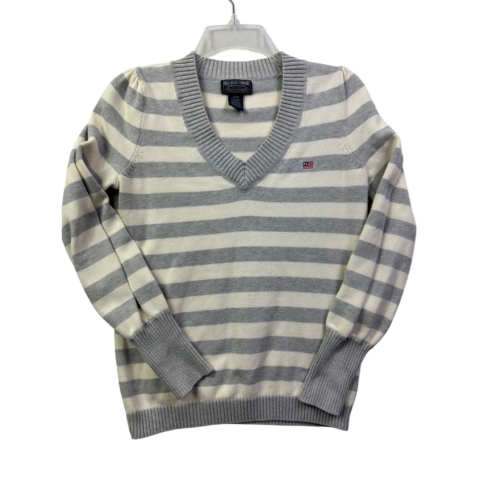Polo Jeans Company Ralph Lauren Striped V Neck‎ Sweater Women's Size S